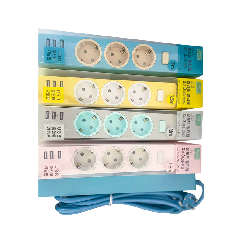 Colorful 3 Outlets KC Socket Standard dengan 3 port USB dan 1 suis induk